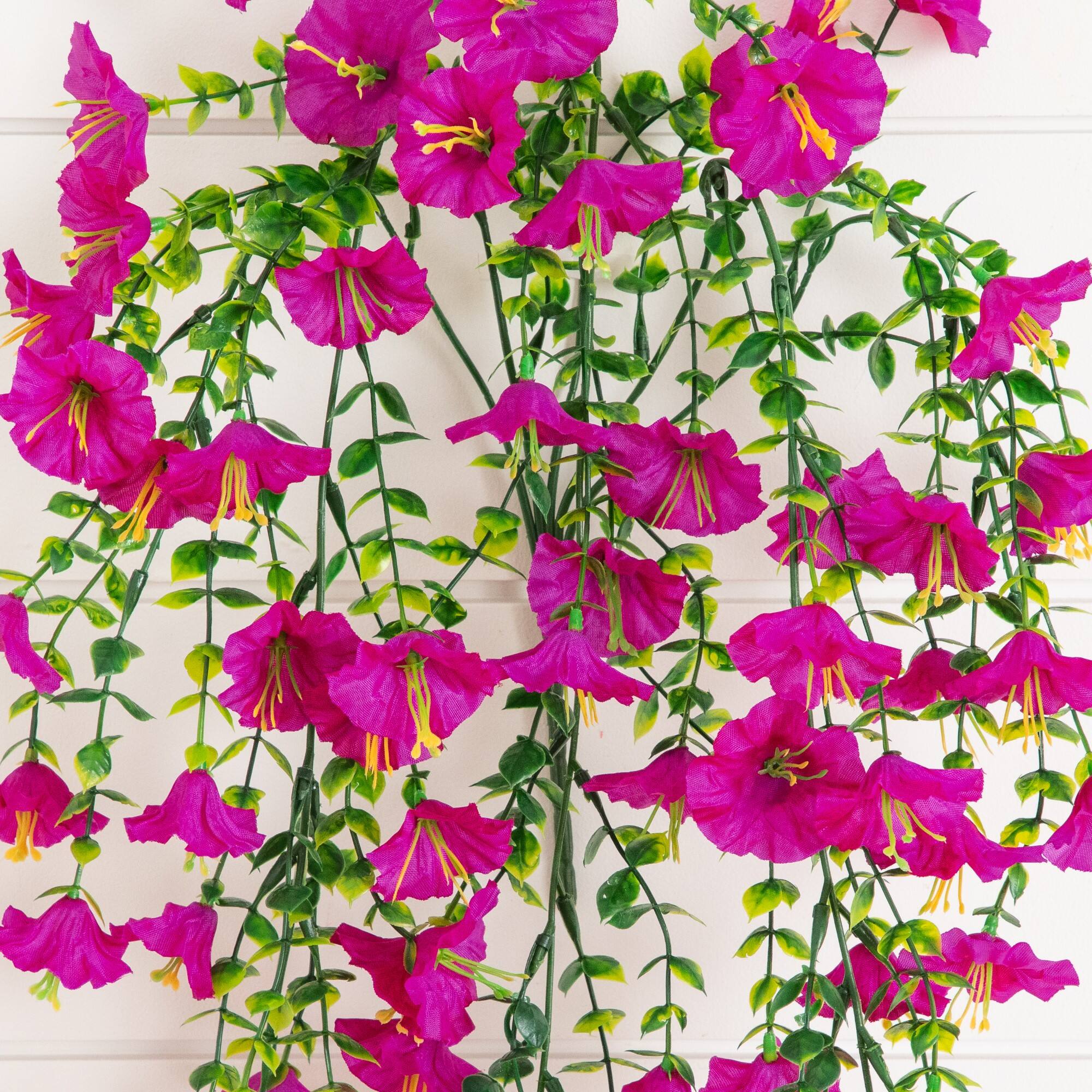 30" UV Resistant Artificial Morning Glory Hanging Plants
